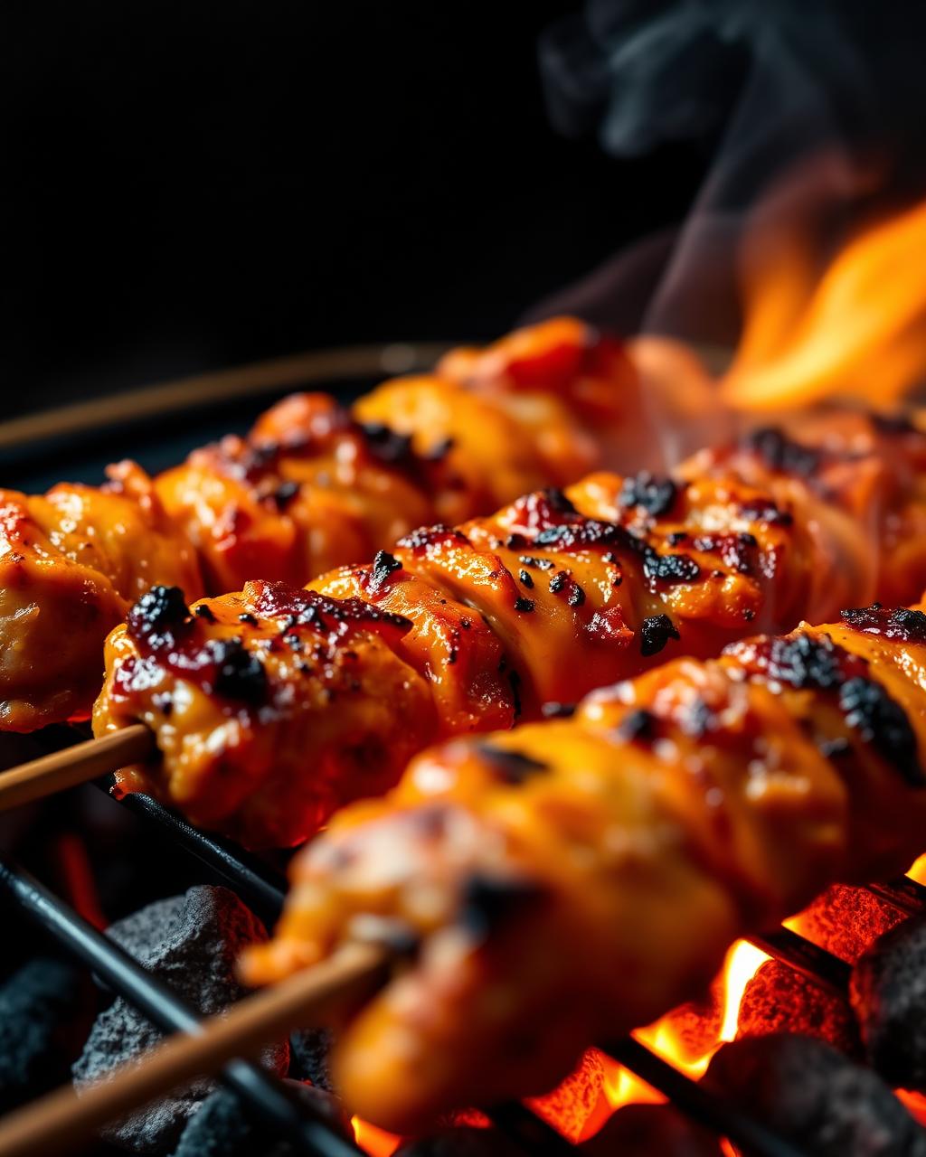 Chicken tikka grilling